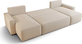 Kremowy rozkładany narożnik U z funkcją spania - Meltix 3X