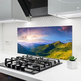 Dekor Szklany do Kuchni Słoneczna Polana Pod Szczytami