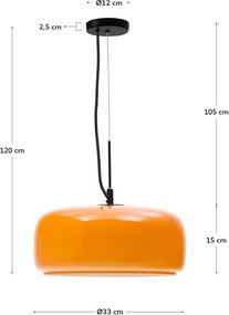 Pomarańczowa lampa wisząca LED ze szklanym kloszem ø 38 cm Reig – Kave Home