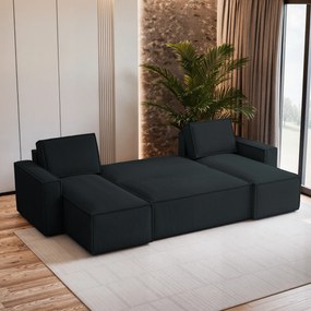 Masseno Narożnik PESANO z funkcją spania i pojemnikiem na pościel Narozniki U, Rozkładana sofa - Czarny, POSO 135