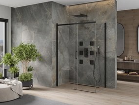 Mexen Omega kabina prysznicowa rozsuwana 140 x 80 cm, transparent, czarna - 825-140-080-70-00