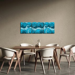 Obraz - Abstrakcja, morze (z zegarem) (90x30 cm)