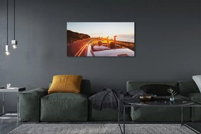 Obraz drukowany na płótnie Droga, Auto i Ludzie