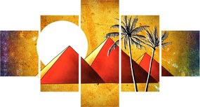 Obraz malowanych egipskich piramid (125x70 cm)