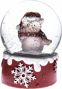 Świąteczna kula śnieżna Sowa czerwony, 6,5 x 8,5 cm