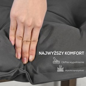 Outsunny Poduszka na Siedzisko 100x40 cm z Wiązaniami, 10cm Grubość, Poduszka Poliestrowa, Ciemnoszara