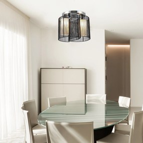 HOMCOM Lampa sufitowa vintage 2 oprawki E27 lampa sufitowa 40 W czarna