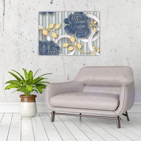 Obraz na szkle - róże i koła (70x50 cm)
