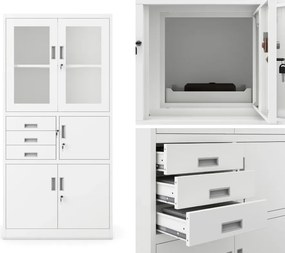 Biurowa szafa aktowa z sejfem Filip 90x40x185 cm biała