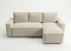 Rozkładana dwustronna sofa narożna w kształcie L SMART BOUCLE 232x143 cm, kremowa
