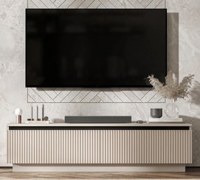Ryflowana szafka RTV Selene 140 cm, stojąco/wisząca, kolor kaszmirowy