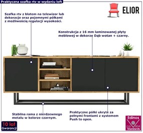 Szafka loftowa rtv dąb wotan czarny + E6-D90