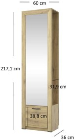 Regał słupek z lustrem do przedpokoju - Salmi 11X