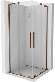 Mexen Velar L Duo kabina prysznicowa rozsuwana 80 x 80 cm, transparent, różowe złoto - 871-080-080-02-03-60