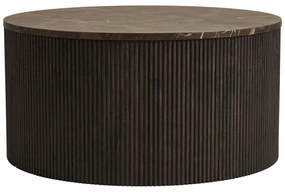 Ciemnobrązowy okrągły stolik z blatem w dekorze marmuru ø 80 cm Rota – House Nordic