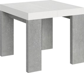 Stół rozkładany 90x90/246 cm Roxell Mix Biały jesionowy blat - Nogi cementowe