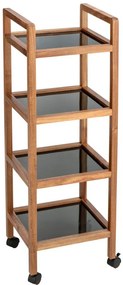 Mobilny regał z drewna akacji FONDI, 4 poziomy, wys. 101,5 cm