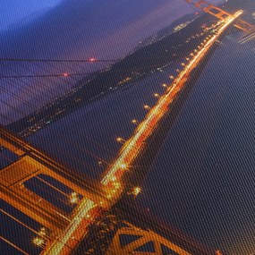 Obraz - Most Golden Gate (z zegarem) (90x30 cm)