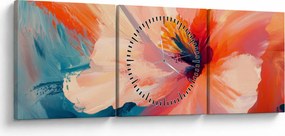 Obraz - Malowany kwiat (z zegarem) (90x30 cm)