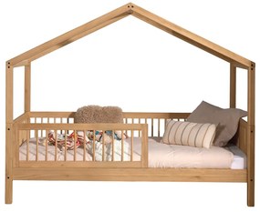 Łóżko dziecięce z litego drewna dębowego w kształcie domku ze stelażem 90x200 cm Forrest – Vipack