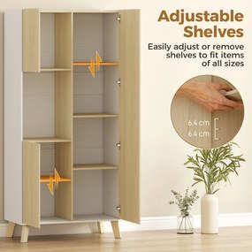 HOMCOM Szafka kuchenna 170 cm, nowoczesna szafa z otwartą półką, regulowane półki, wygląd drewna naturalnego | Aosom PL