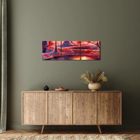Obraz magicznego lasu (z zegarem) (90x30 cm)