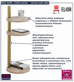 Okrągły stolik do salonu dąb sonoma + złoty  R4-G68