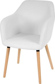 Krzesło do jadalni Vaasa T381,  imitacja skóry, białe, jasne nogi