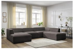 Brązowy sztruksowy narożnik modułowy (prawostronny/w kształcie litery U) Megeve – Bobochic Paris