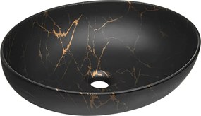 Czarna okrągła ceramiczna umywalka nablatowa B1-R56