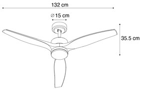 Czarny Wentylator sufitowy z lampą z nadrukiem drewna 132 cm z LED ściemnialny z pilotem - Joly Nowoczesny Oswietlenie wewnetrzne