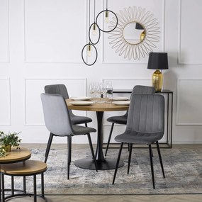 Stół Okrągły LINO 100 cm Dąb Złoty/Czarny Nowoczesny Loft