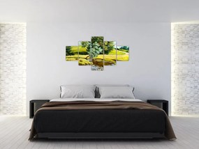 Obraz - rzeka między łąkami, obraz olejny (125x70 cm)