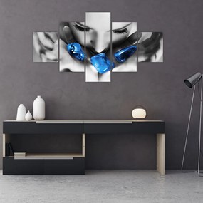Obraz portretu kobiety z kamieniami (125x70 cm)