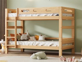 Łóżko piętrowe 90x200cm z litego drewna sosnowego - dzielone na 2 łóżka pojedyncze - Naturalne