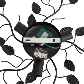 W stylu vintage lampa sufitowa czarna ze złotem 50 cm 3-światła - Foglie