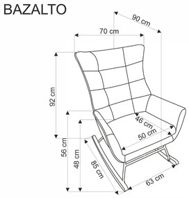 Fotel bujany BAZALTO VELVET szary HALMAR