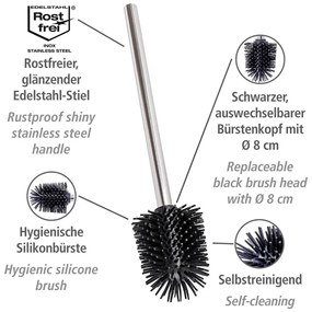 Zapasowa szczotka do WC ze stali nierdzewnej w kolorze srebra z połyskiem Ø 8 cm – Wenko