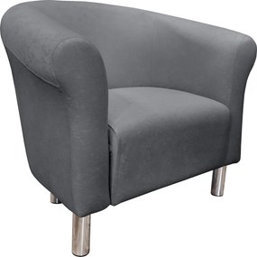 Fotel Milo tkanina Mikrofaza stylowy fotel do salonu i sypialni : Kolor nogi - Chrom, Kolor tkaniny - 17 MIKROFAZA, Wysokość nogi - 15 cm