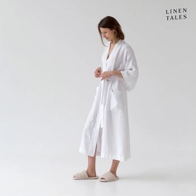 Biały lniany szlafrok w rozmiarze L/XL Summer – Linen Tales