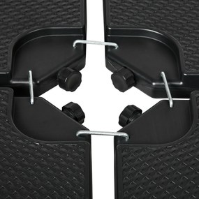 Outsunny waga na parasol ogrodowy 4-częściowa odporna na warunki atmosferyczne HDPE czarna do 80 kg piaskiem 60 kg wodą | Aosom PL