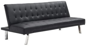 Rozkładana kanapa GUILLAUME z ekoskóry - Kolor: czarny