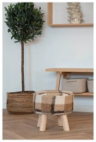 Biało-brązowy podnóżek z materiału bouclé Aberdeen – House Nordic