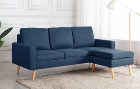 3-osobowa niebieska sofa z podnóżkiem - Muria 4Q