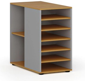 Dostawna szafka półkowa do biurka PRIMO GRAY, lewa, szara/buk