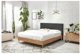 Ciemnoszaro-naturalne łóżko dwuosobowe ze stelażem 180x200 cm Noa – Bobochic Paris