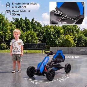 HOMCOM Elektryczny gokart dla dzieci 3-5 km/h, 2-stopniowa regulacja prędkości, pas bezpieczeństwa, koła EVA, dla 3-8 lat | Aosom PL