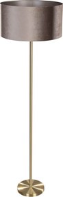 Lampa podłogowa mosiężna z welurowym abażurem taupe 50cm - Simplo