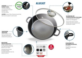 Elo 19628 Brytfanna z pokrywą szklaną i uchwytem aromatycznym Alucast 28 cm, 28 cm