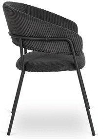 Krzesło Tapicerowane TINKA Czarne Sztruksowe Nowoczesne Loft